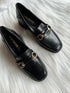 Metal Decor Black Textured Loafer